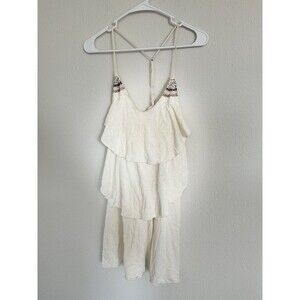 American Eagle Boho Asymmetrical Beaded Ruffle Tiered Tanktop Hippie Shirt SZ XS